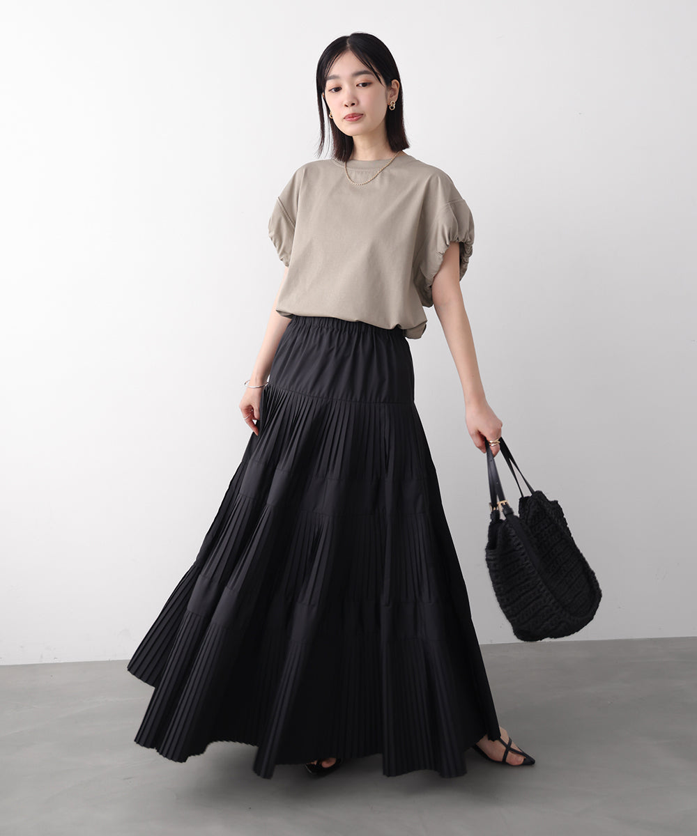 タフタコーティングプリーツスカート