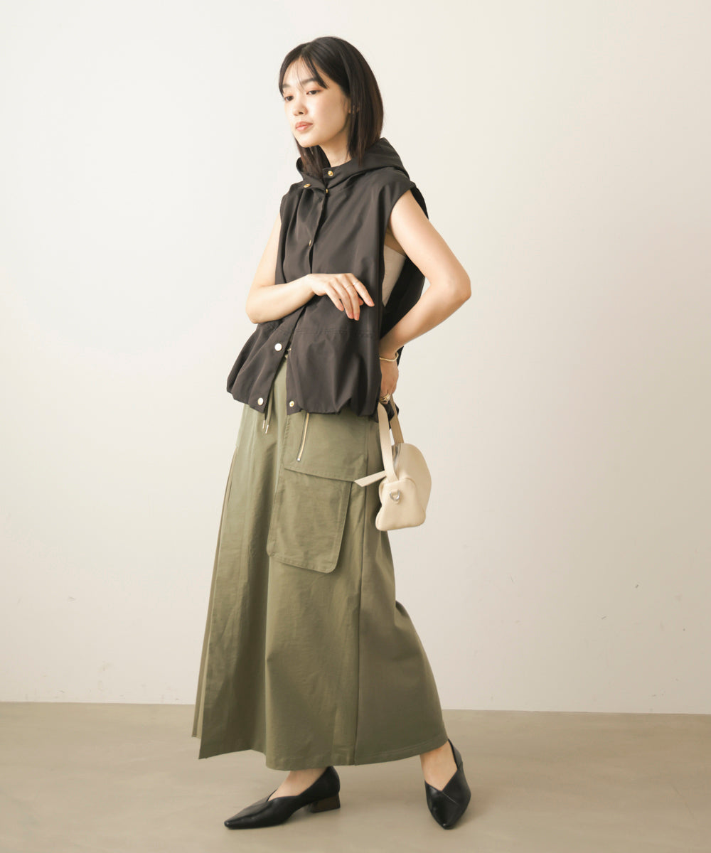 アシンメトリー異素材ドッキングスカート