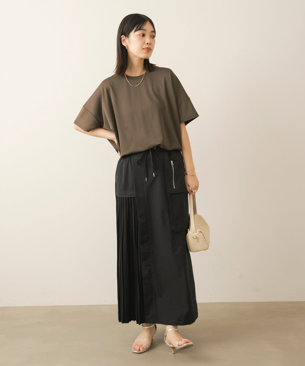 アシンメトリー異素材ドッキングスカート