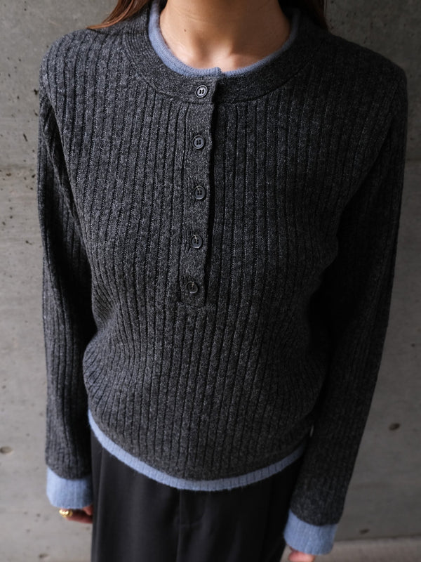 MIX KNIT HENRY NECK PO(ミックスニットヘンリーネックプルオーバー)