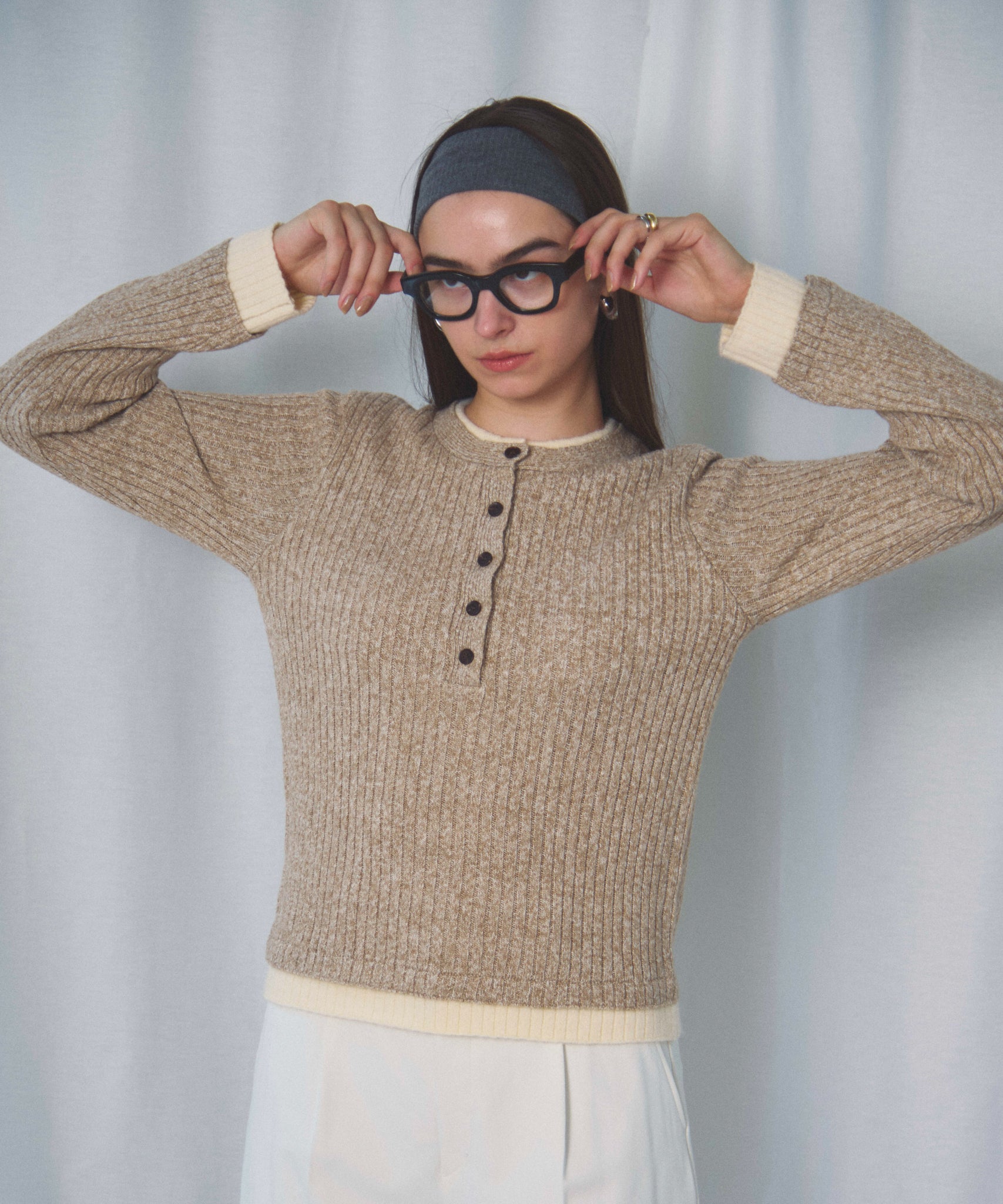 MIX KNIT HENRY NECK PO(ミックスニットヘンリーネックプルオーバー)