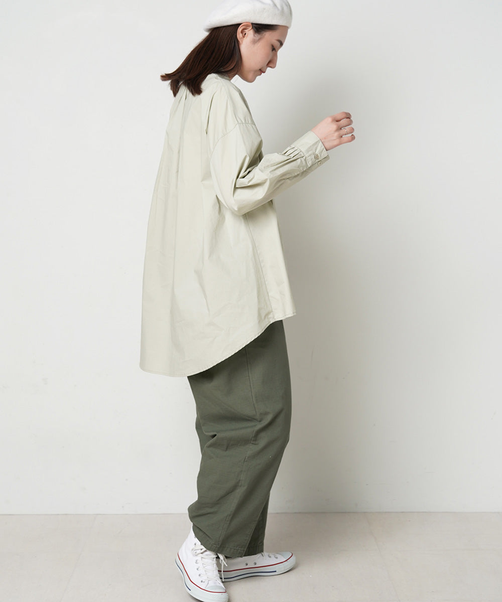 LUPILIEN 綿ブロード刺繍入りワイドシャツ