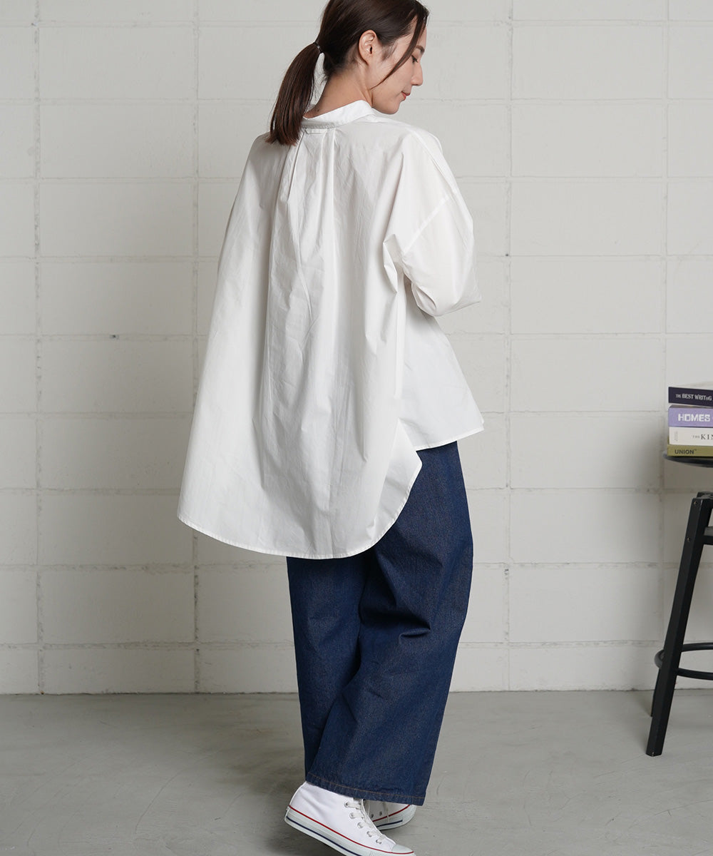 LUPILIEN 綿ブロード刺繍入りワイドシャツ