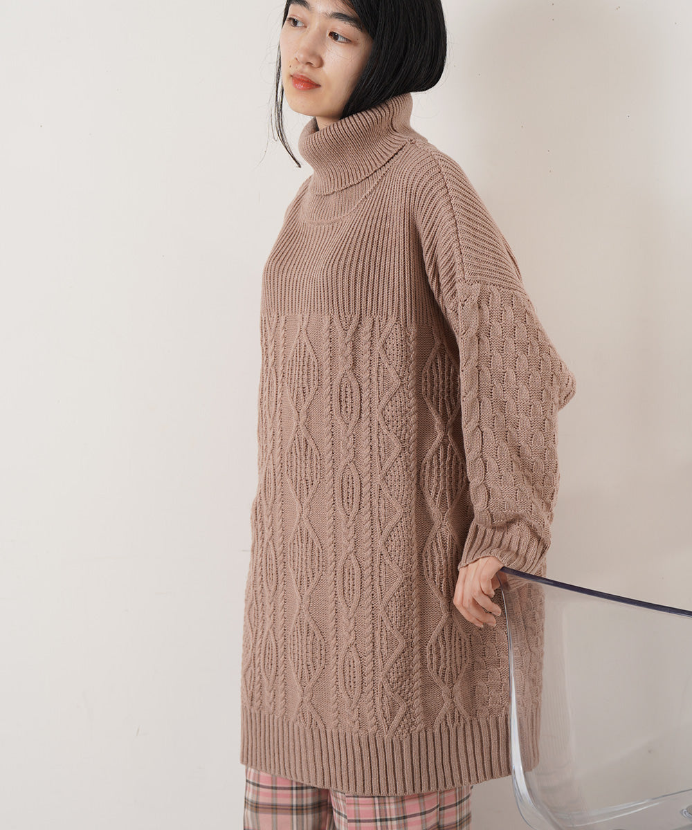 LUPILIEN ケーブル編みタートルチュニック