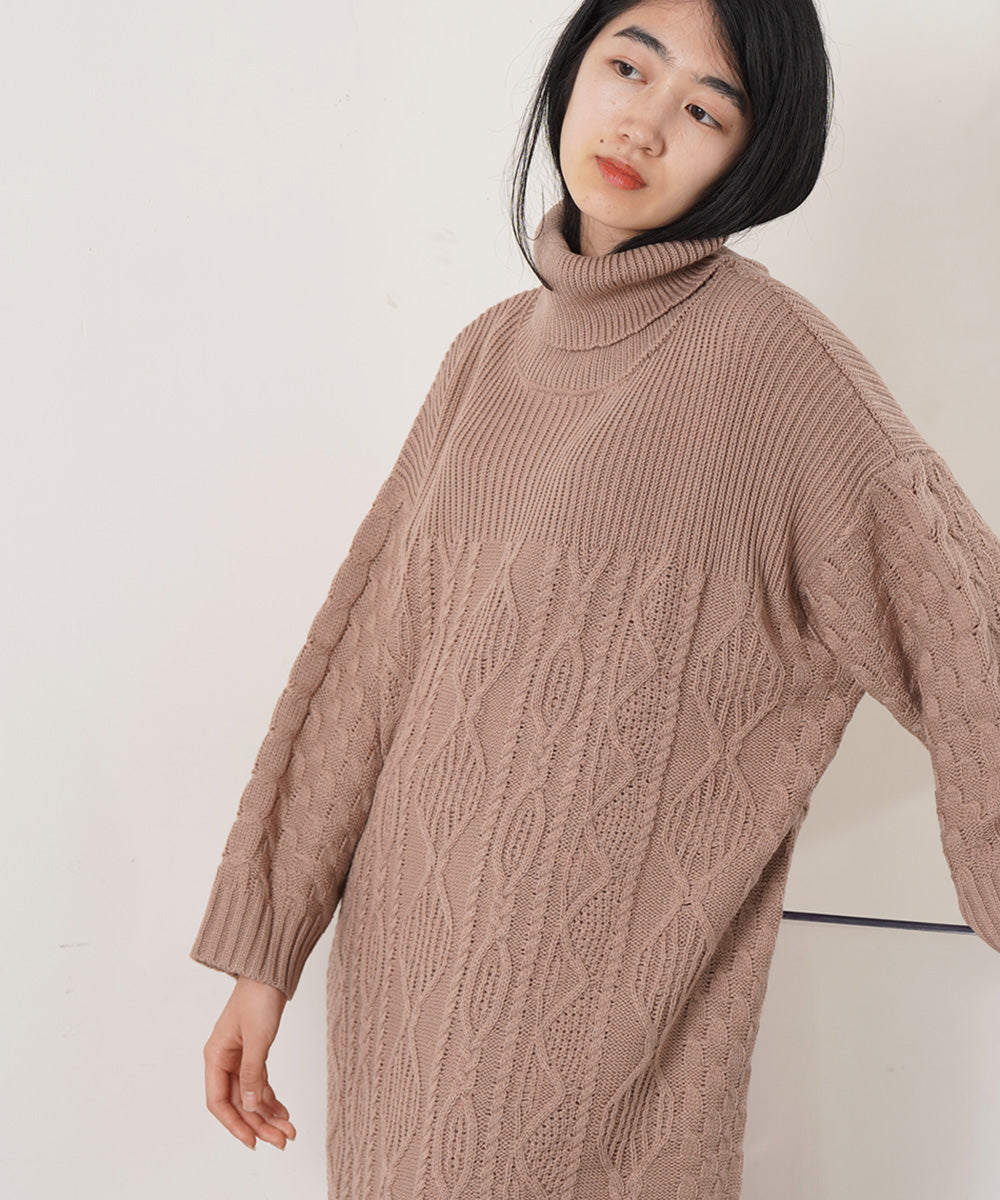 LUPILIEN ケーブル編みタートルチュニック