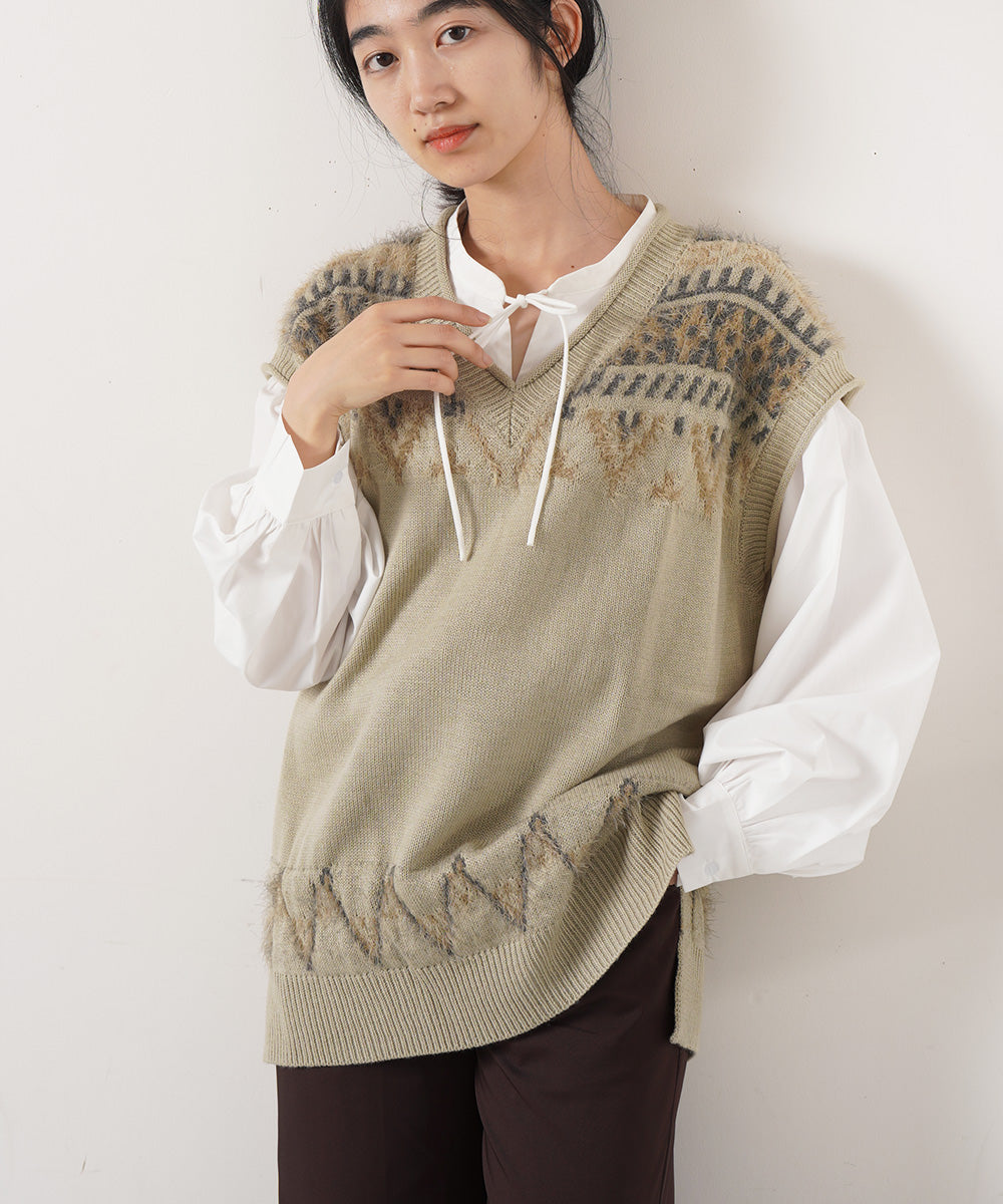 LUPILIEN JQ編みフェザーベスト