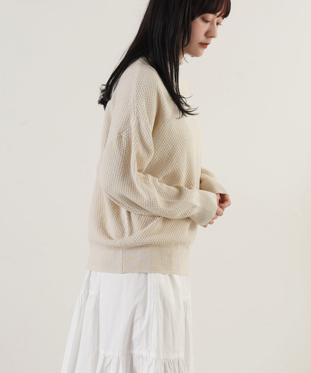 LUPILIEN 綿12Gニット 衿フリルプルオーバー