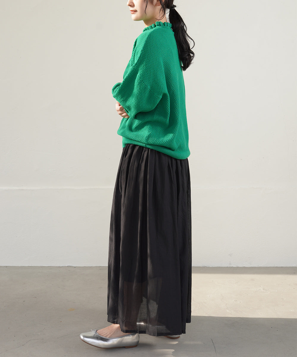 LUPILIEN 綿12Gニット 衿フリルプルオーバー