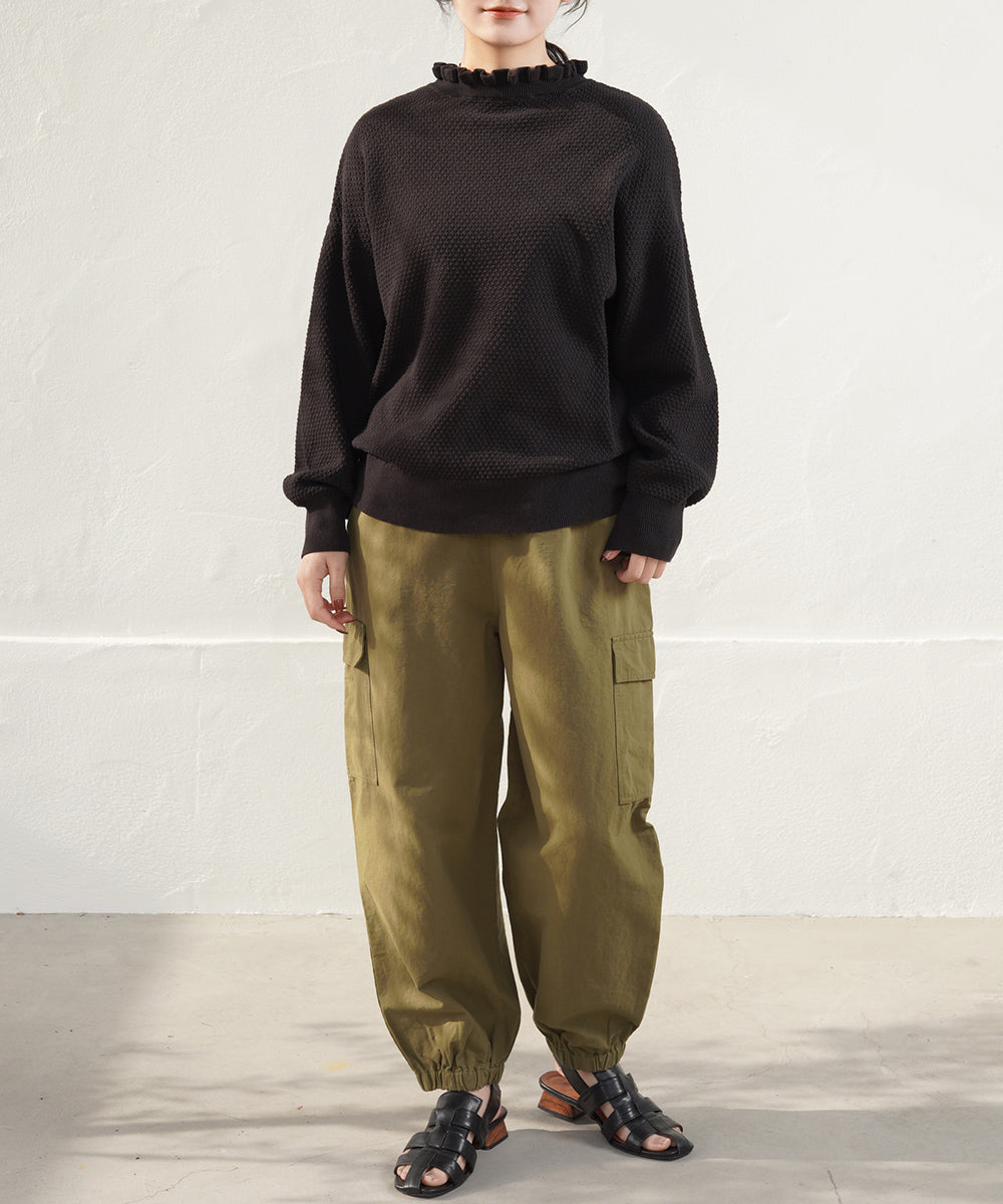 LUPILIEN 綿12Gニット 衿フリルプルオーバー