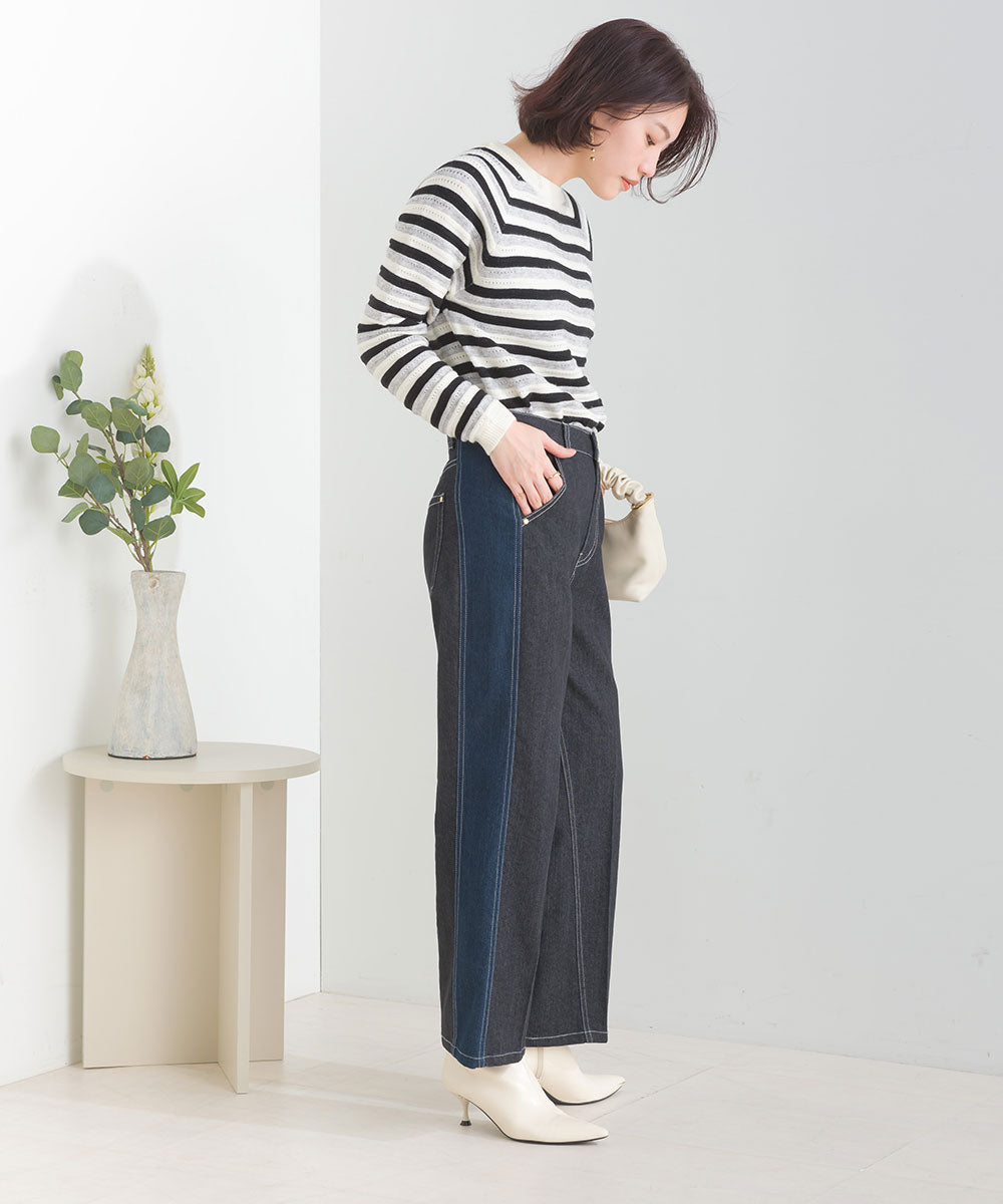 マルチボーダーストレッチプルオーバー