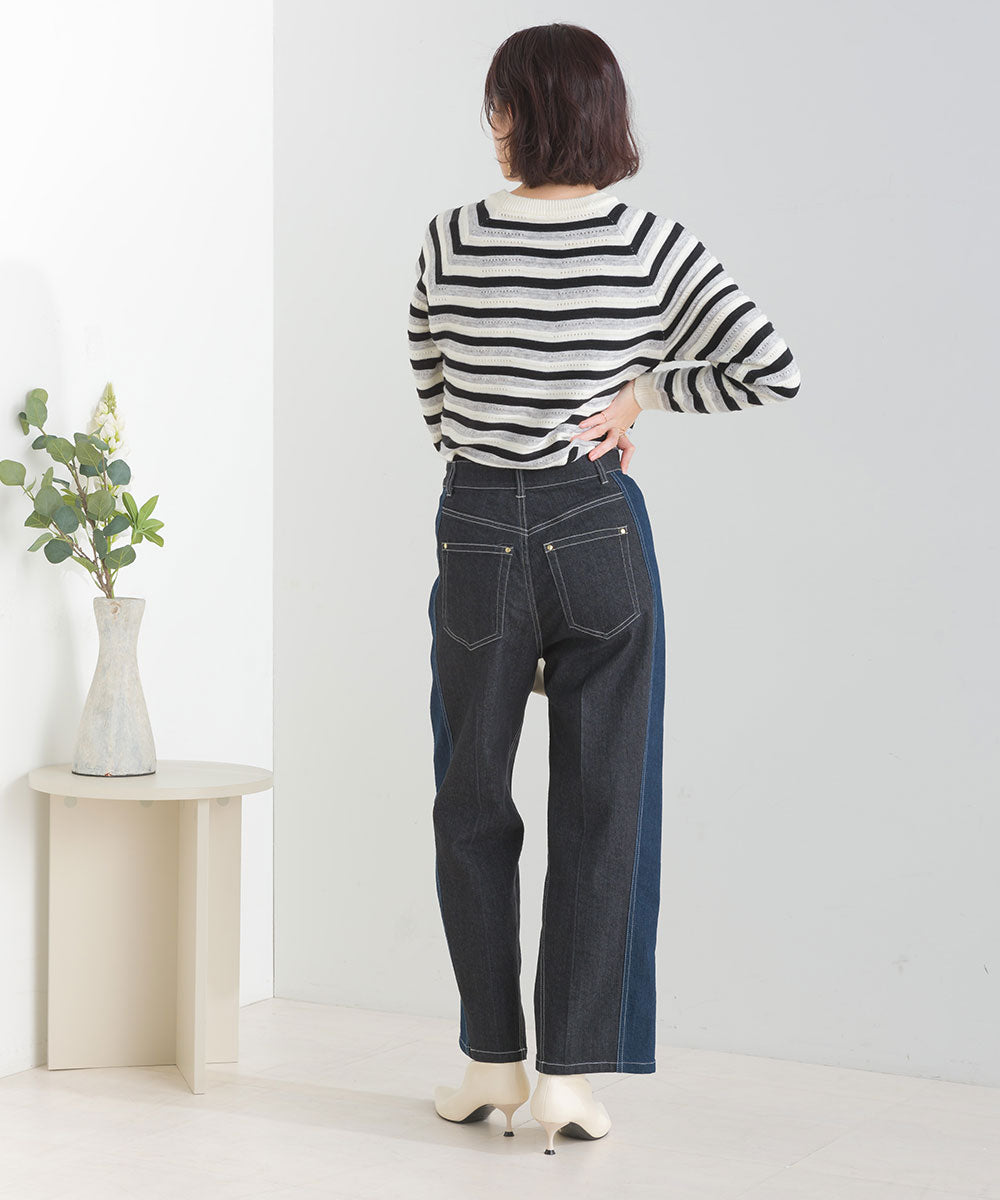 マルチボーダーストレッチプルオーバー