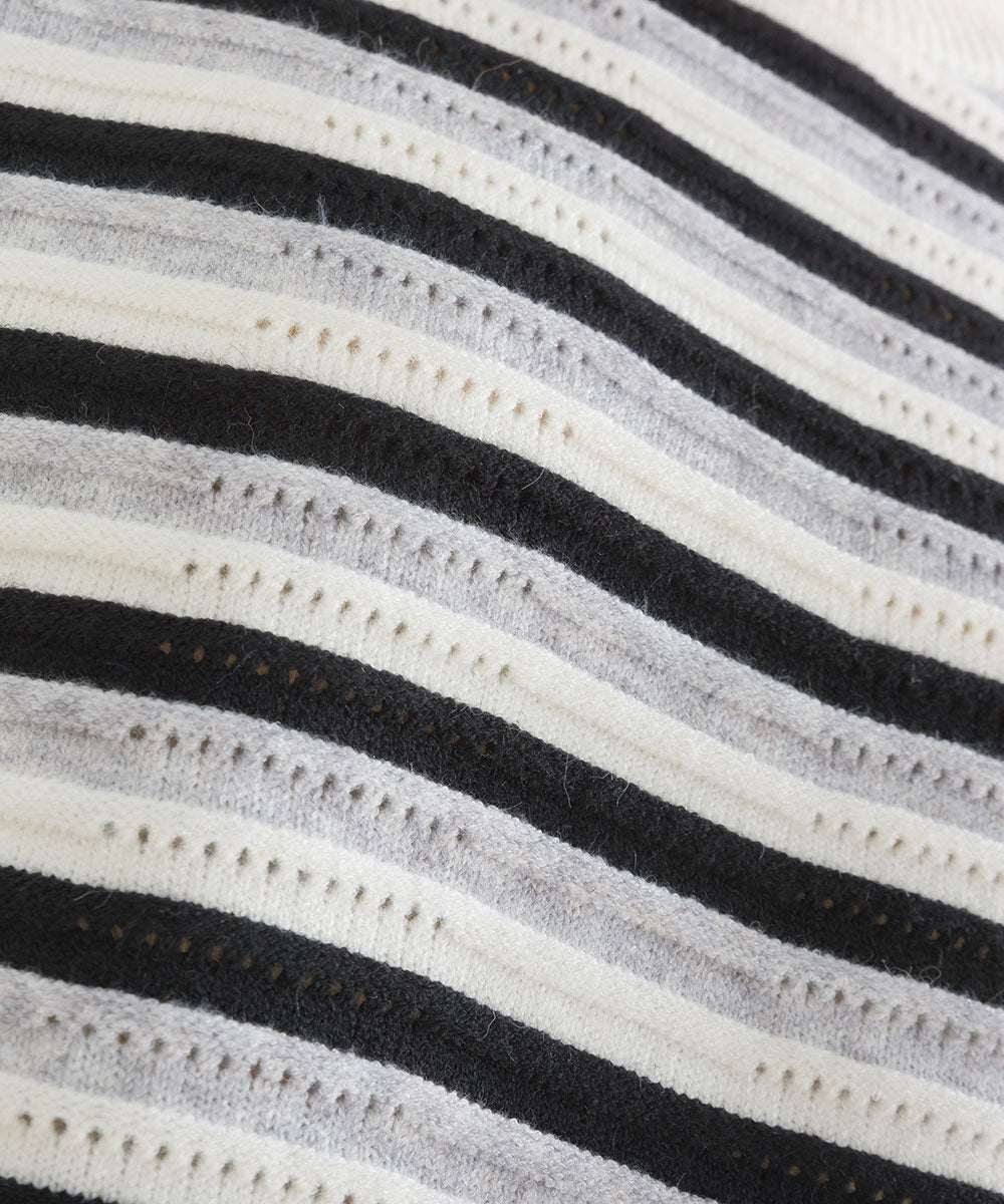 マルチボーダーストレッチプルオーバー