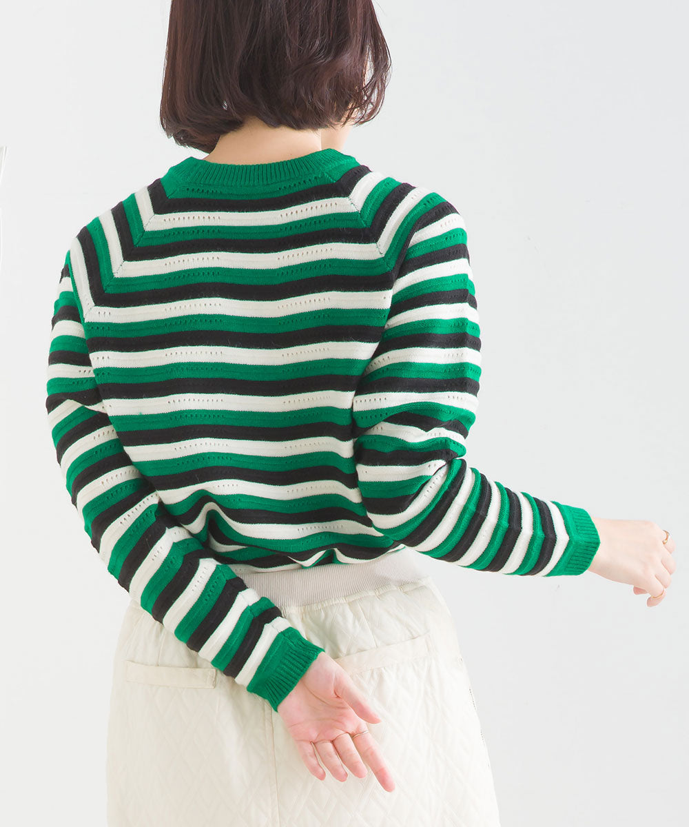 マルチボーダーストレッチプルオーバー