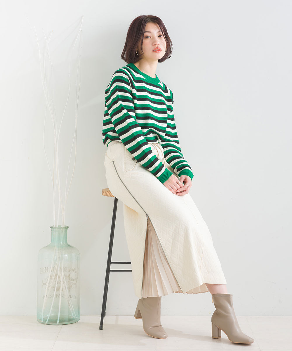 マルチボーダーストレッチプルオーバー