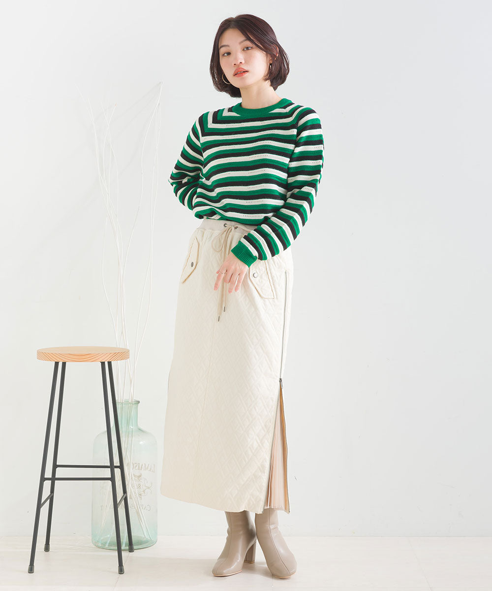 マルチボーダーストレッチプルオーバー