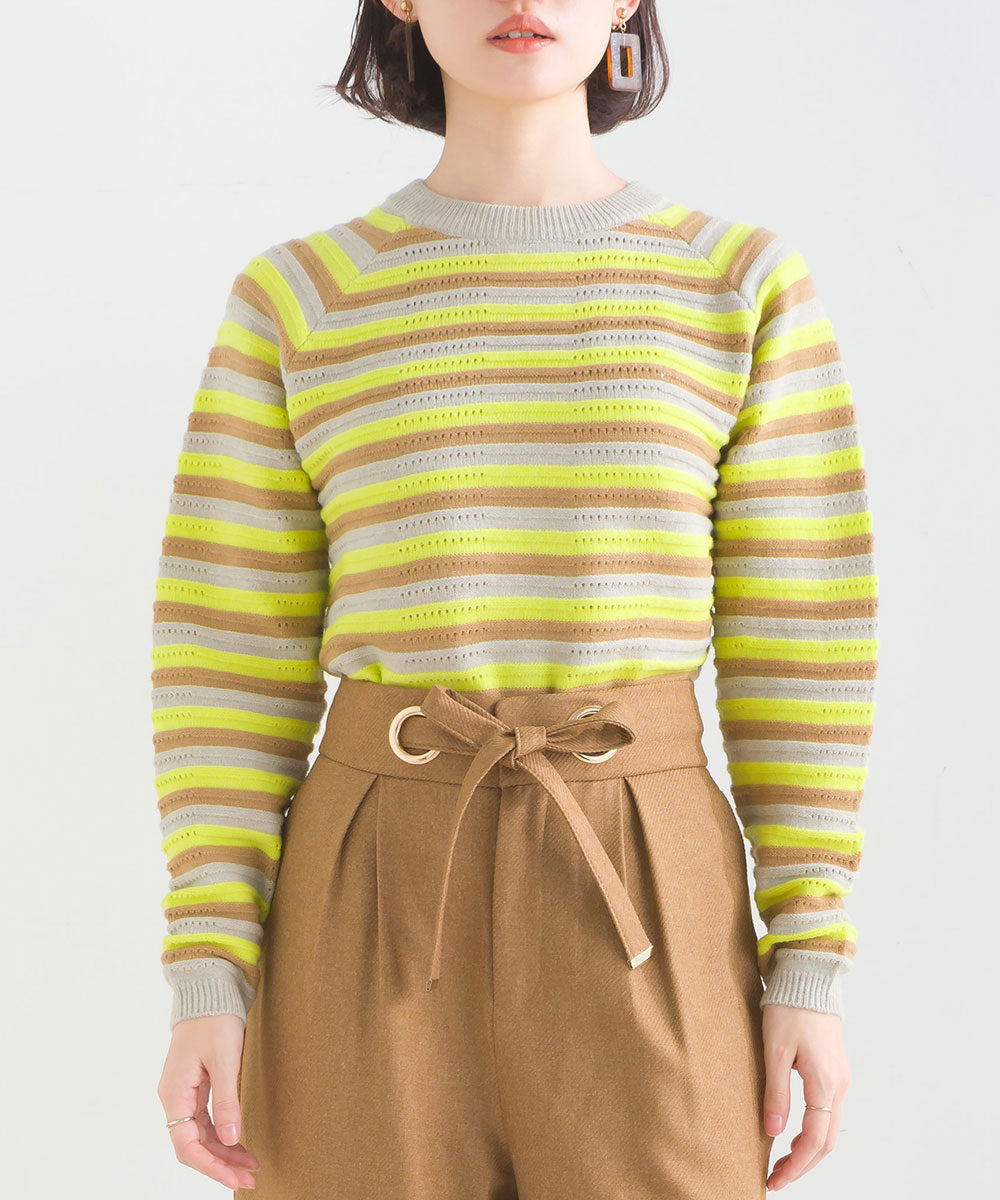 マルチボーダーストレッチプルオーバー