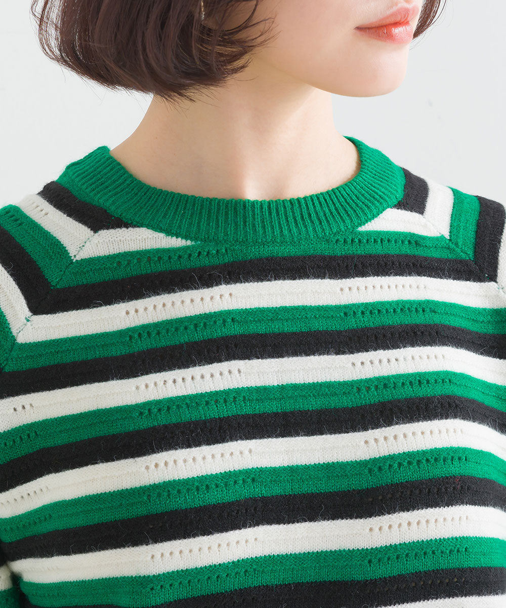 マルチボーダーストレッチプルオーバー