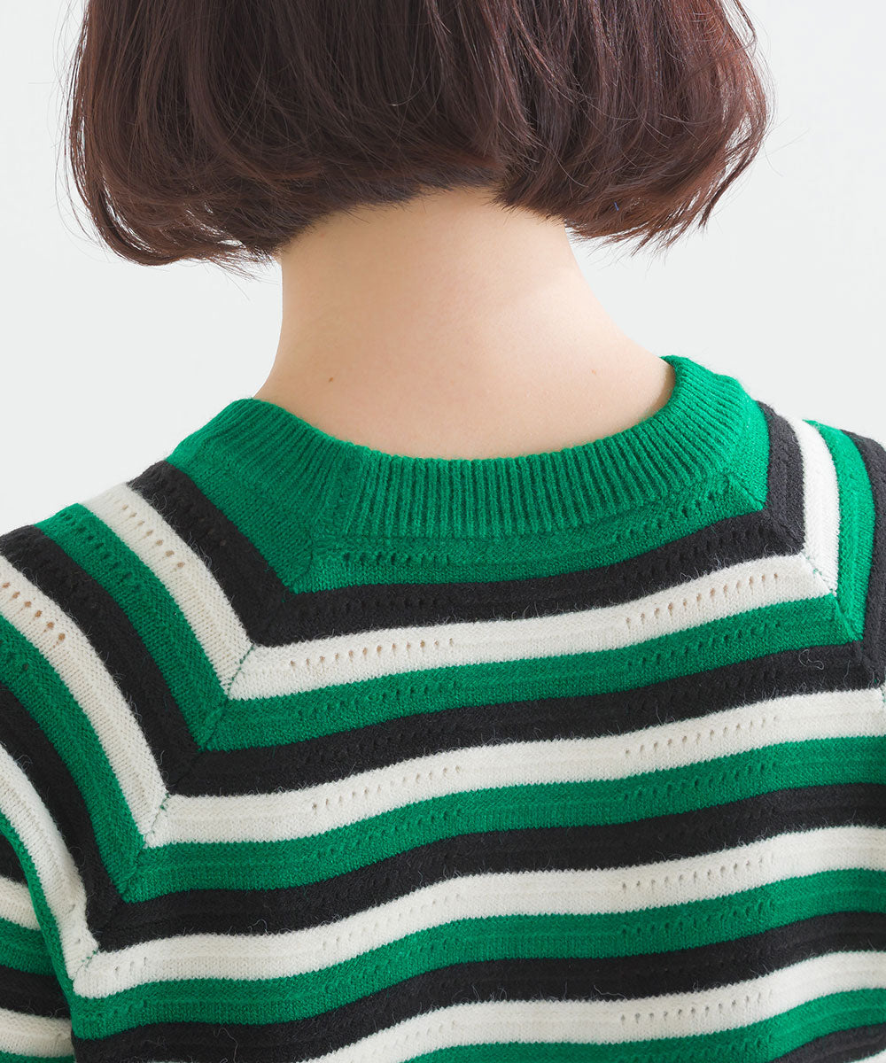 マルチボーダーストレッチプルオーバー