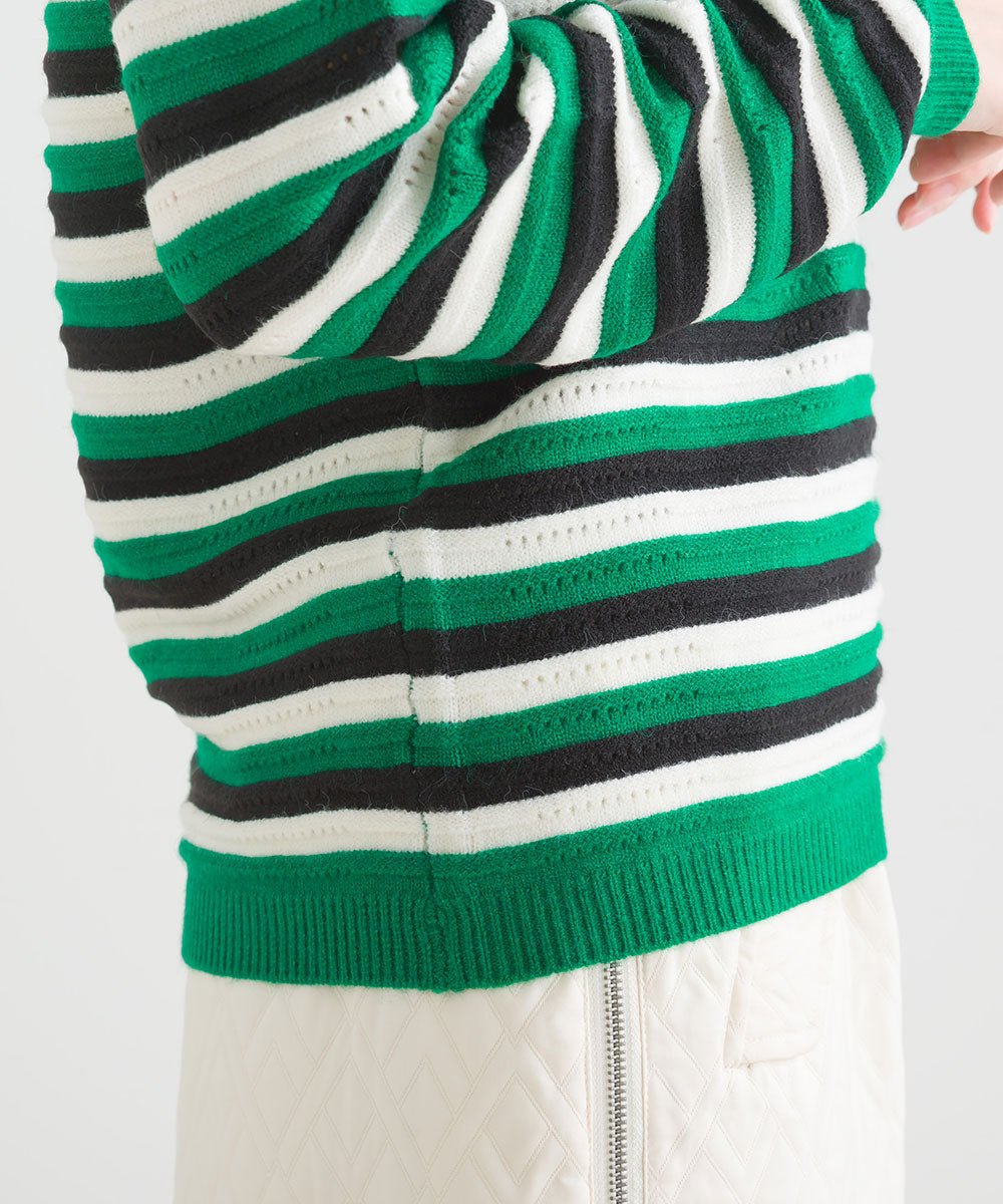 マルチボーダーストレッチプルオーバー