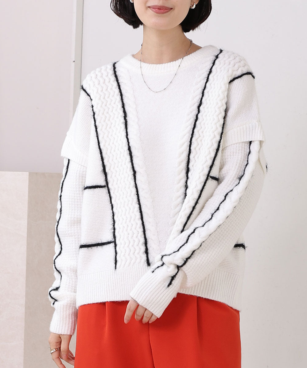 ファンシーラインケーブルプルオーバー