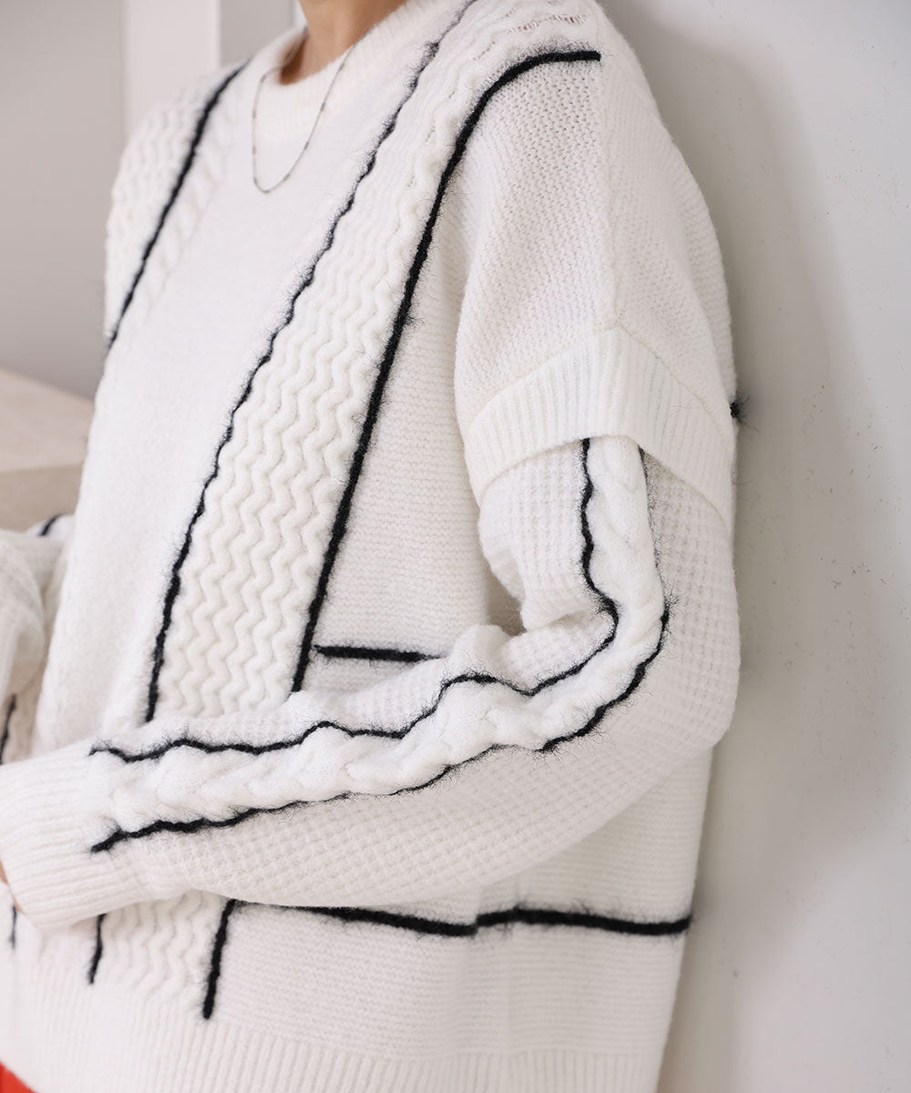 ファンシーラインケーブルプルオーバー