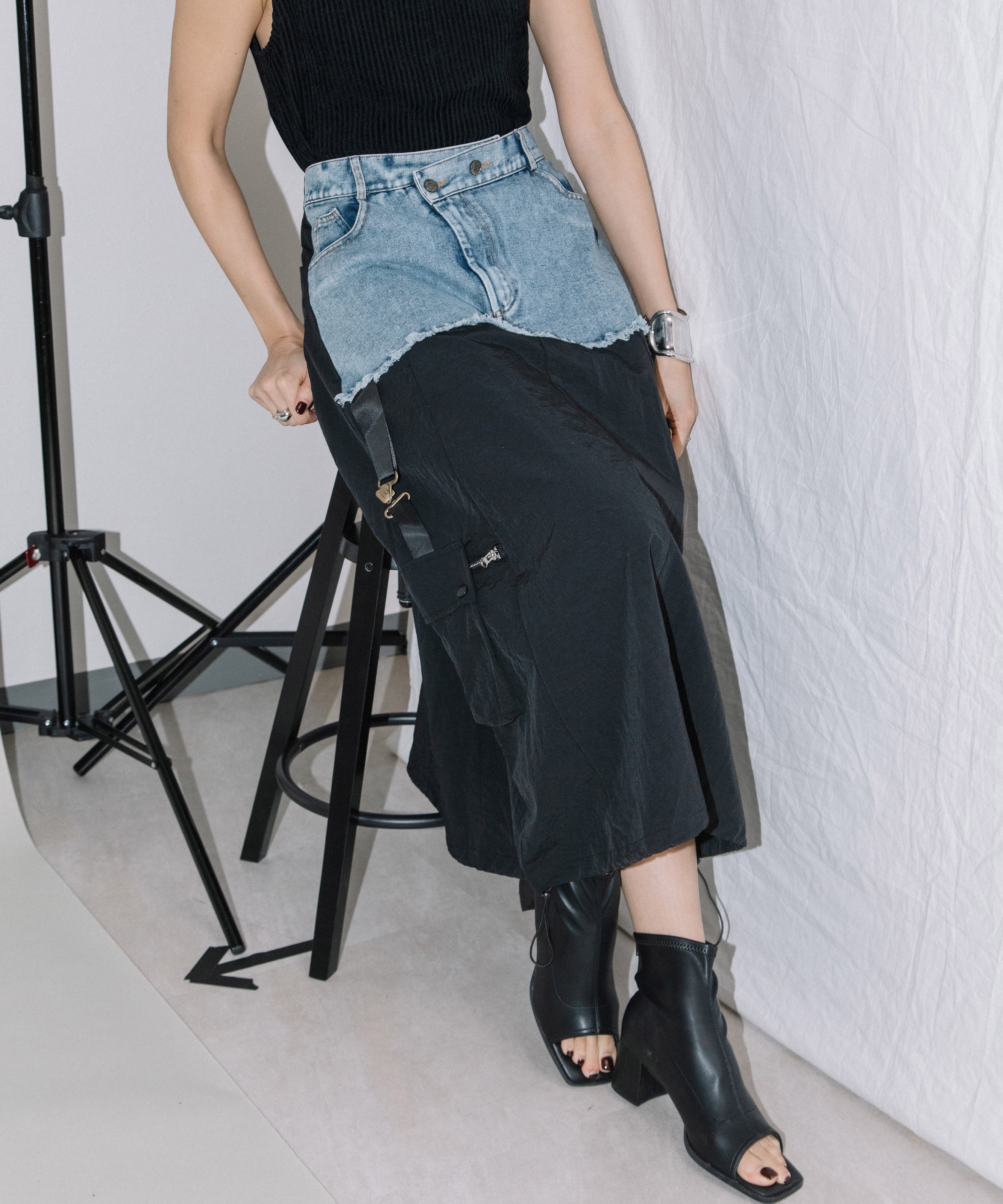 DENIM×MILITARY RM SKIRT