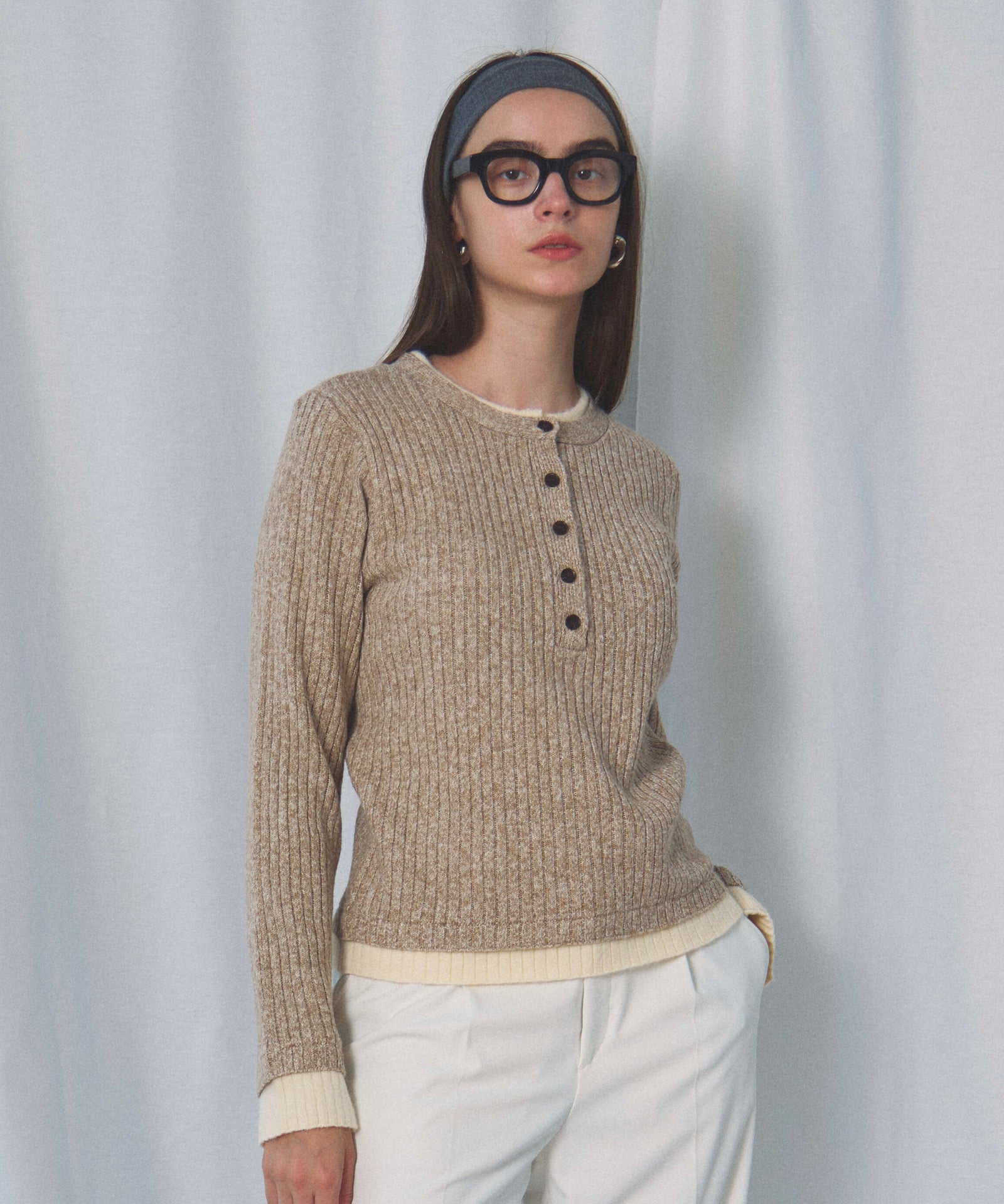 MIX KNIT HENRY NECK PO(ミックスニットヘンリーネックプルオーバー)