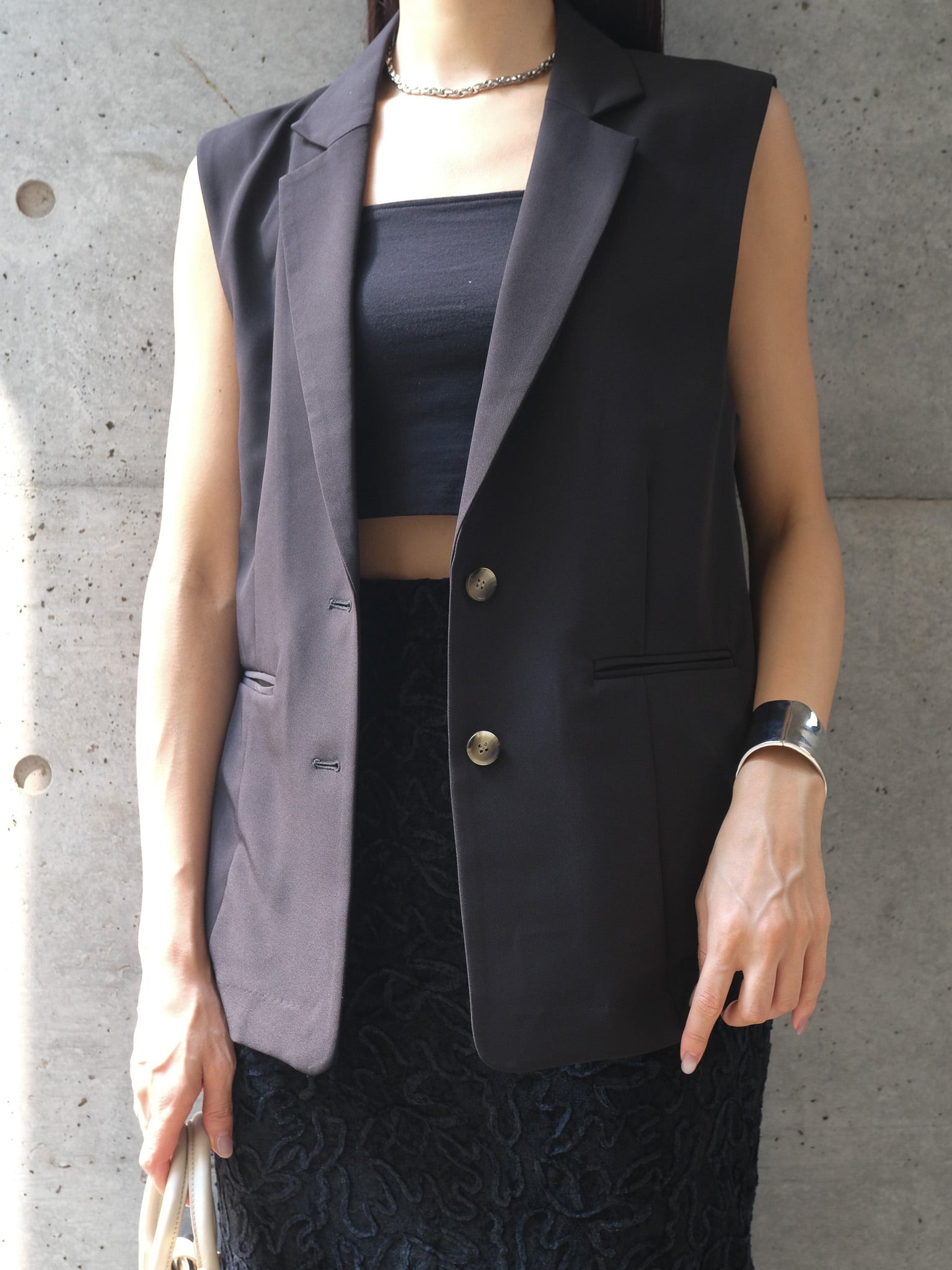TULLE DOCKING GILET(チュールドッキングジレ)