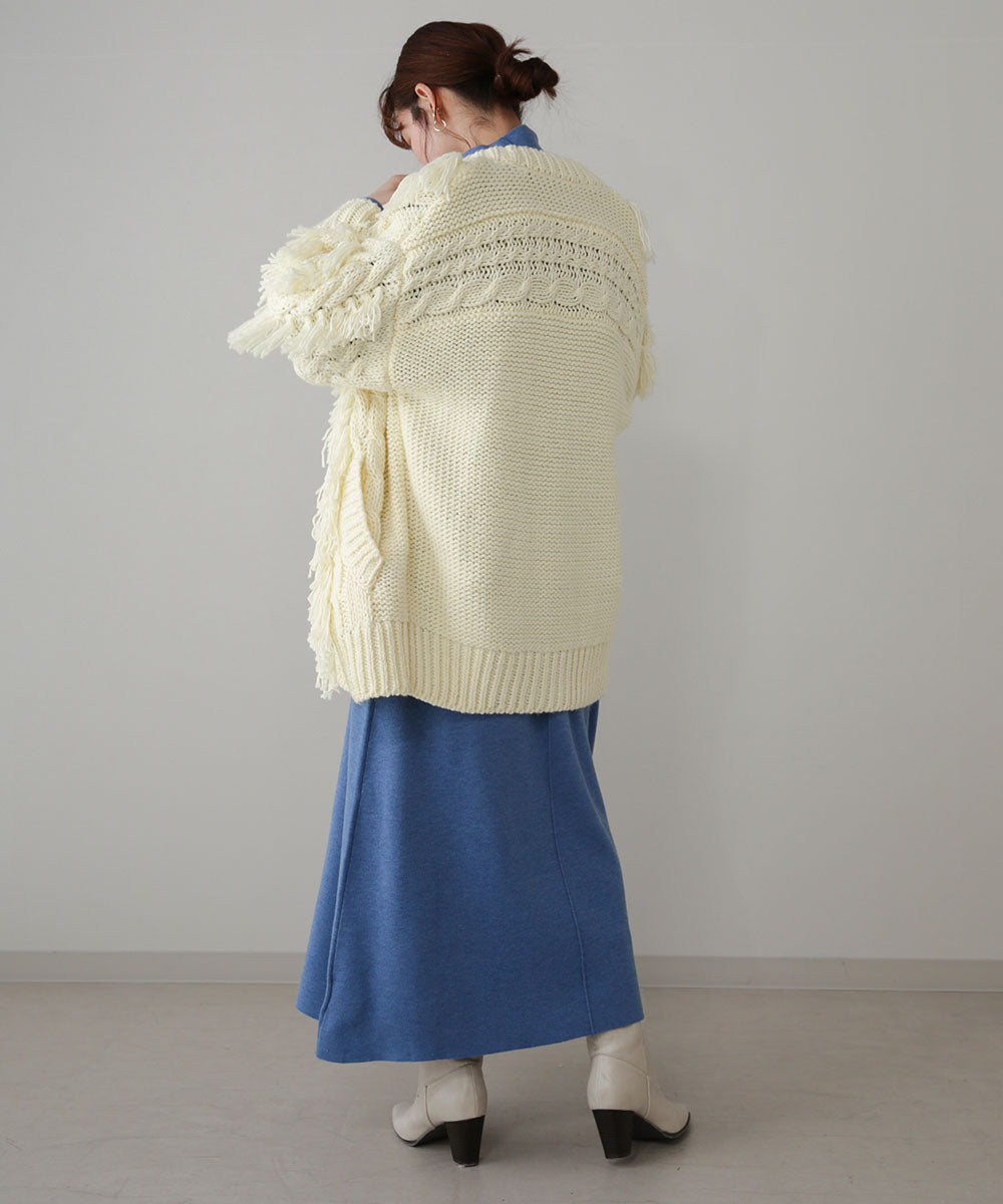 ローゲージフリンジニットカーディガン