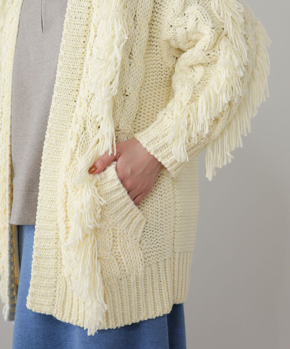 ローゲージフリンジニットカーディガン