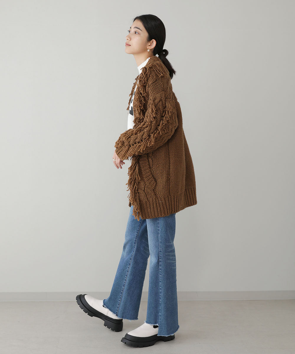 ローゲージフリンジニットカーディガン