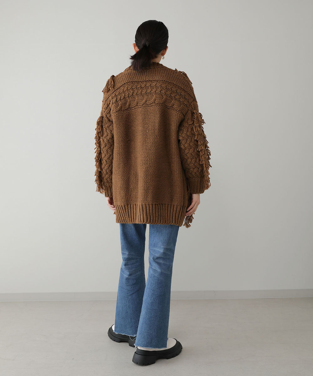 ローゲージフリンジニットカーディガン