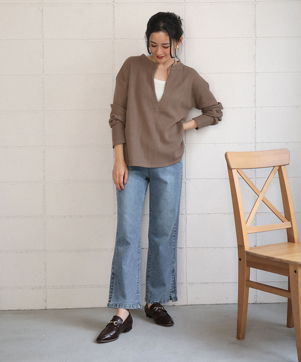 BouJeloud スリットストレッチデニムパンツ