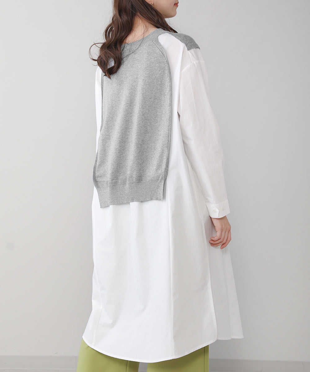BouJeloud ニットドッキング布帛ワンピース