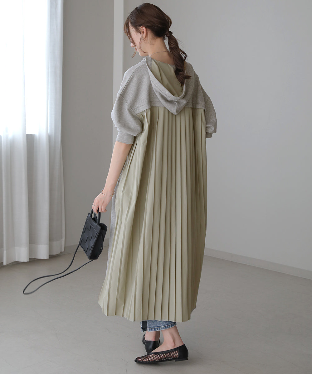 BouJeloud バックプリーツパーカーワンピース