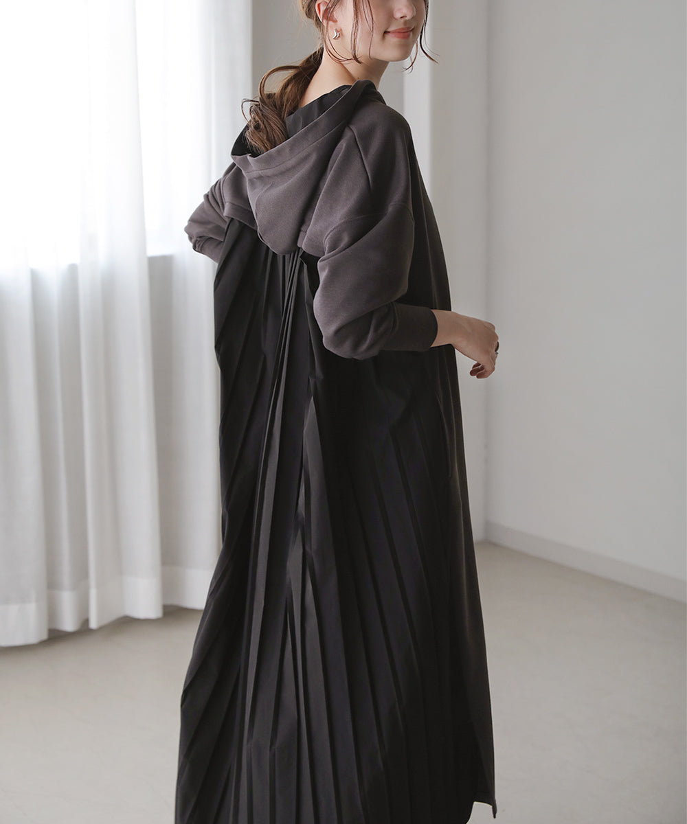 BouJeloud バックプリーツパーカーワンピース