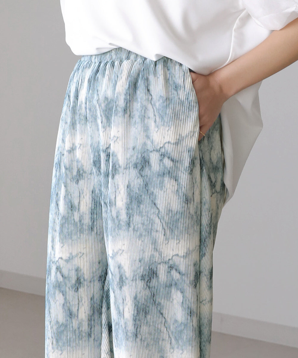 BouJeloud ニュアンスパターンプリーツパンツ