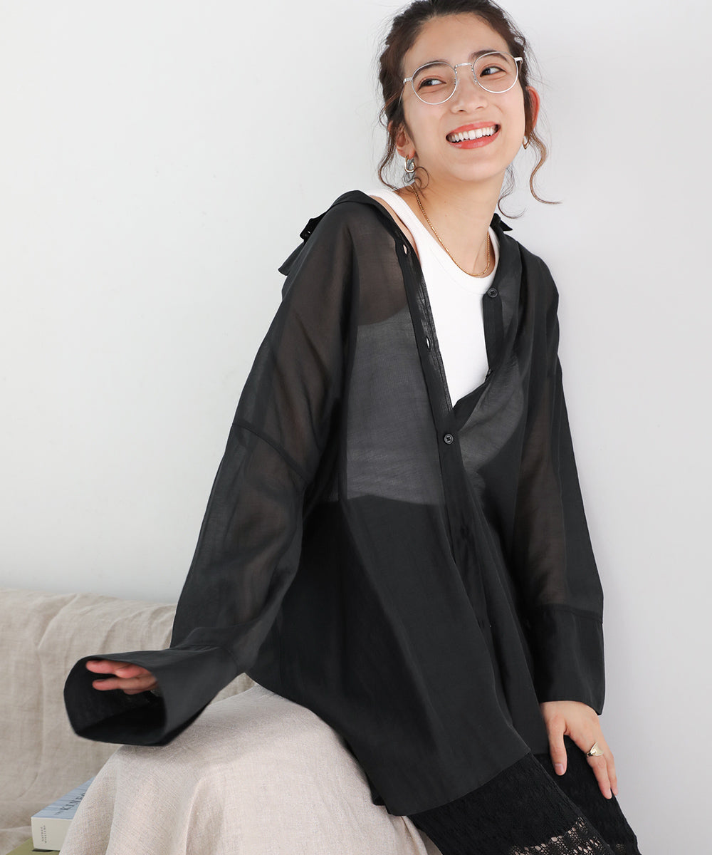 BouJeloud シアーオーバーサイズブラウス
