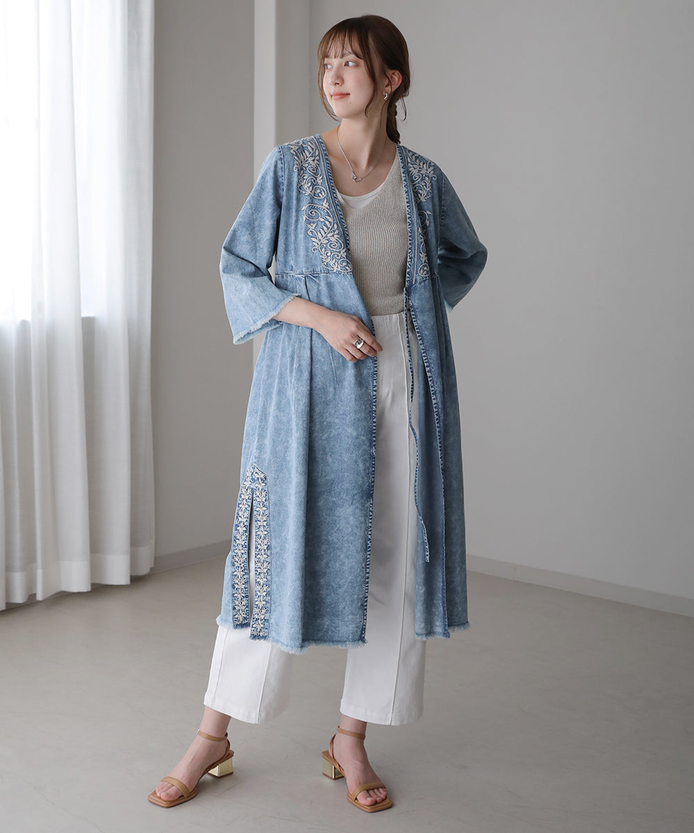 BouJeloud デニム刺繍ワンピース