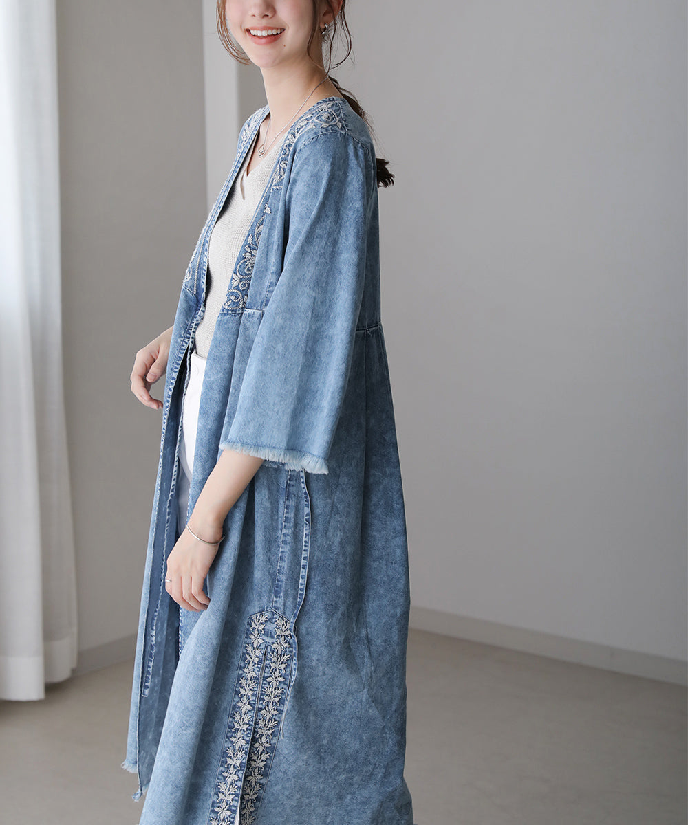 BouJeloud デニム刺繍ワンピース