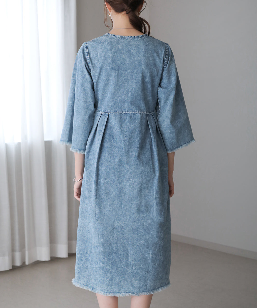 BouJeloud デニム刺繍ワンピース