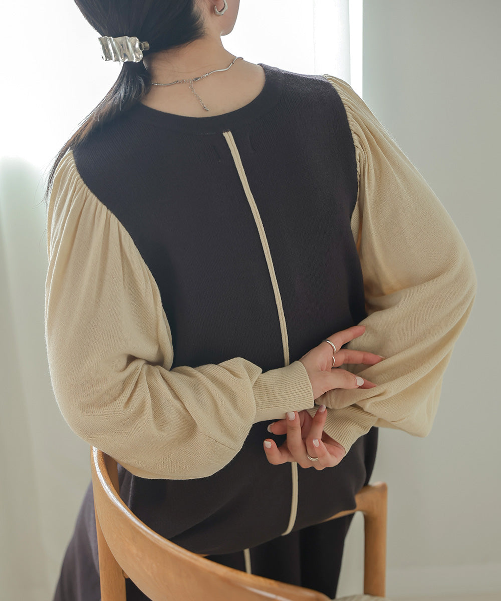 Bab 配色ニットロングワンピース