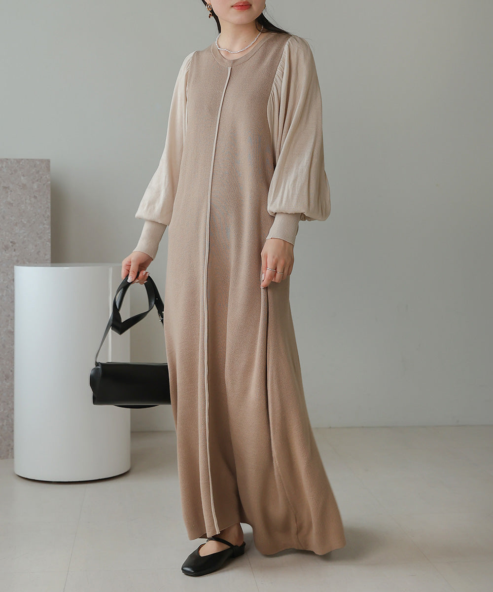 TABASA ニットロングワンピース TABASAロングワンピース ベージュ Bab  