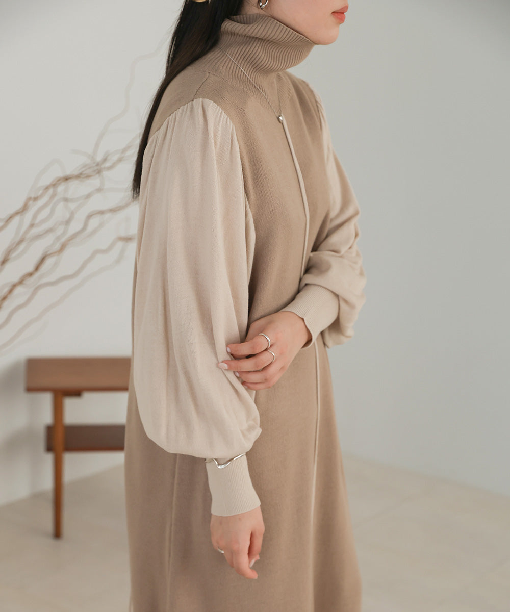 Bab 配色ニットロングワンピース