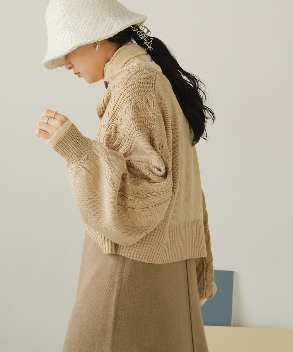 ケーブルカーデ+ジャンパーワンピースセット