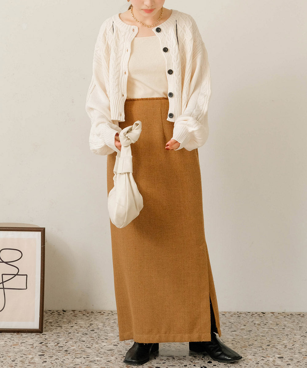 ケーブルカーデ+ジャンパーワンピースセット