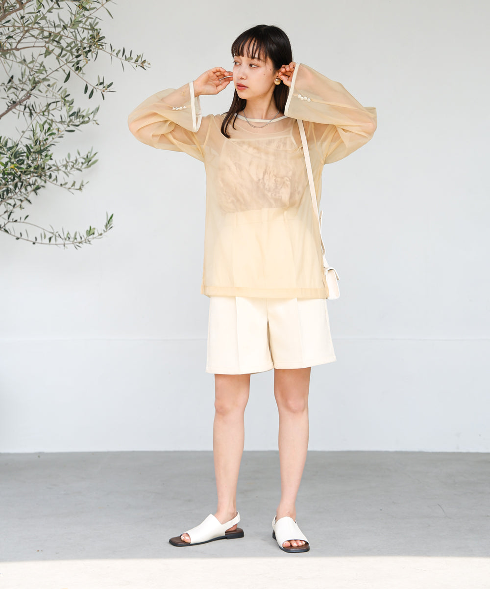 Bab マーブルキャミソール付きシアートップスセット【メール便280円】