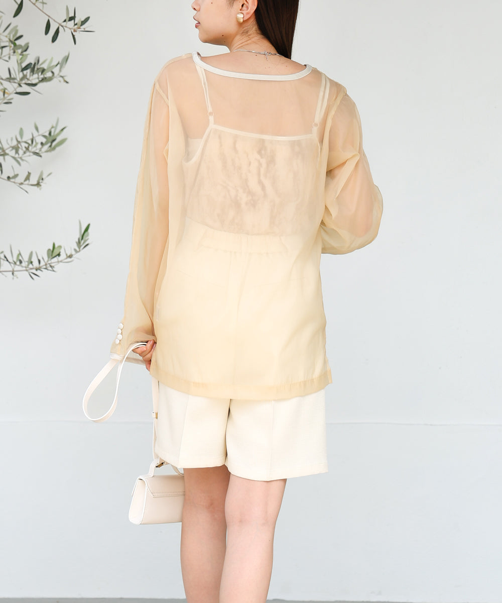 Bab マーブルキャミソール付きシアートップスセット【メール便280円】