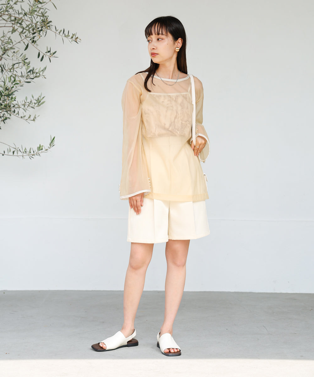 Bab マーブルキャミソール付きシアートップスセット【メール便280円】