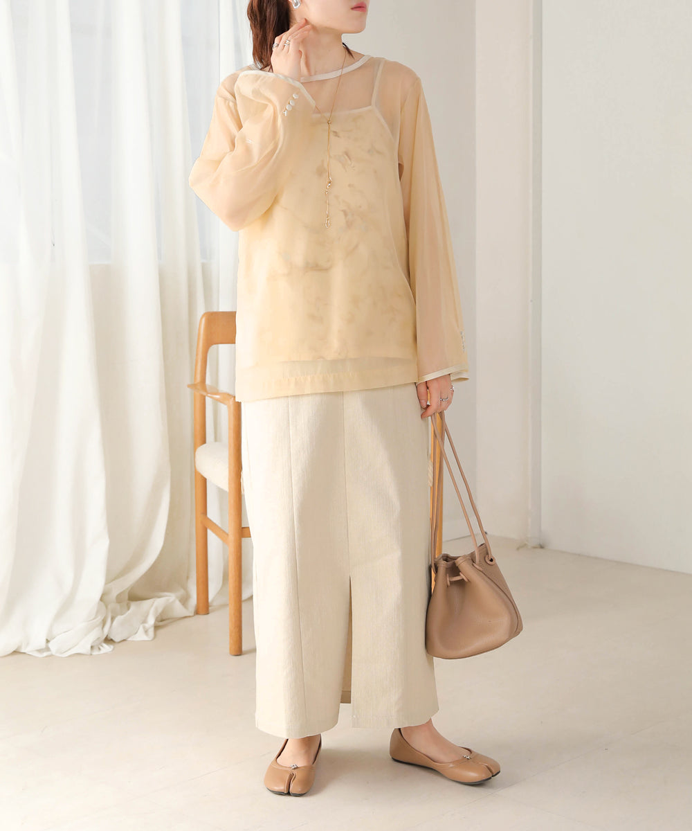 Bab マーブルキャミソール付きシアートップスセット【メール便280円】